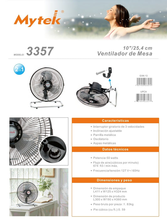 3357 10″ Ventilador de Mesa
