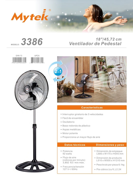 3386 18″ Circulador de Aire 2 en 1