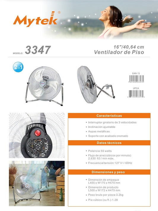 3347 16″ Circulador de Aire para Piso