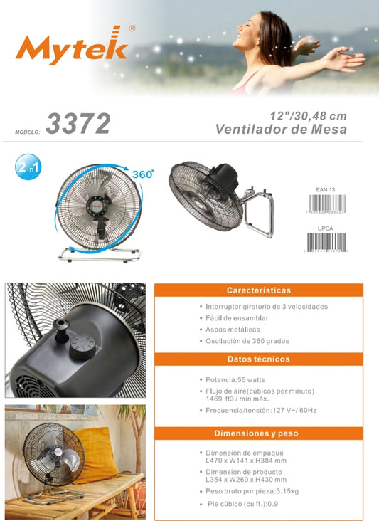 3372 12″ Ventilador de Mesa