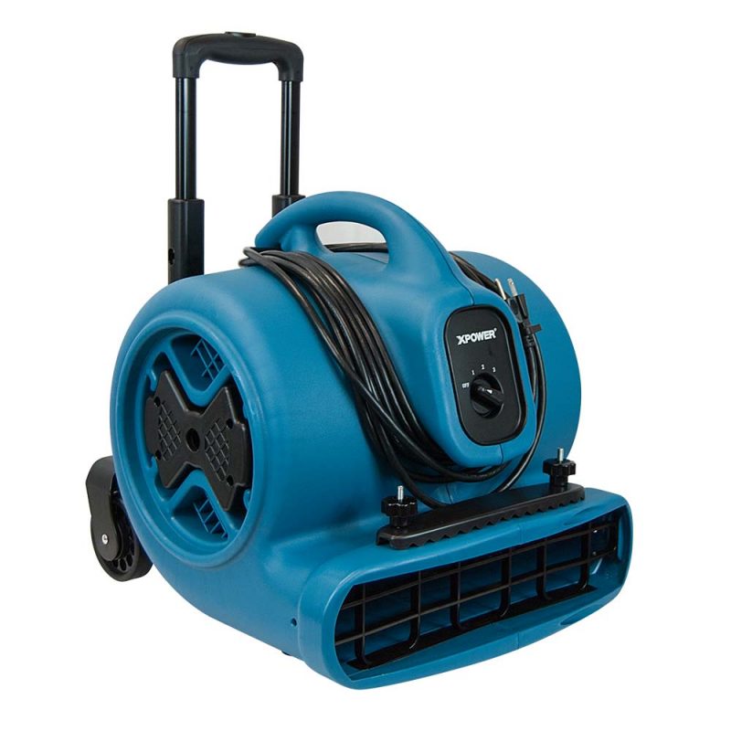 P-630HC 1/2 HP Air Mover con mango telescópico y ruedas y abrazadera para alfombras