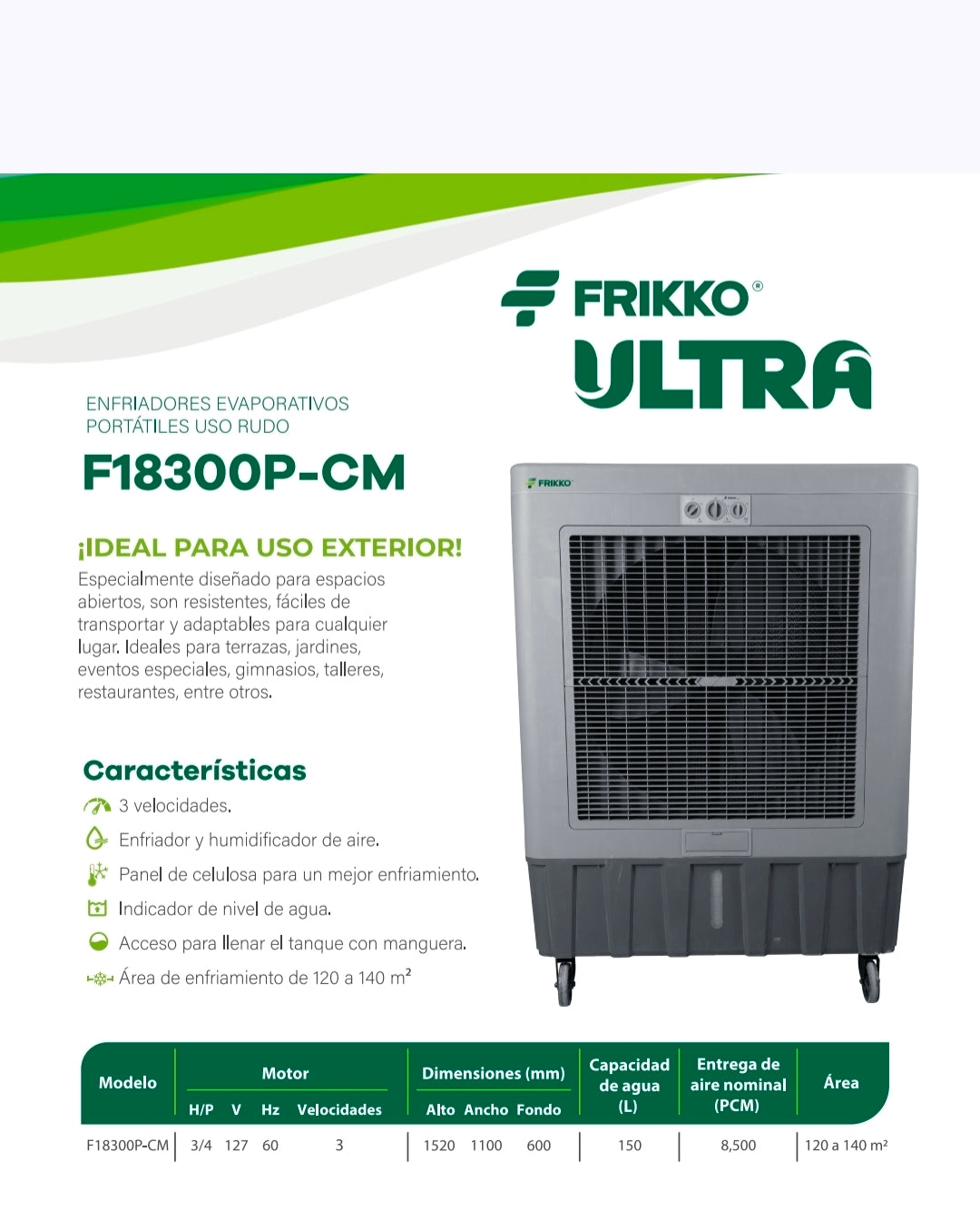 F18300P-CM Enfriador Evaporativo Portátil Frikko ULTRA