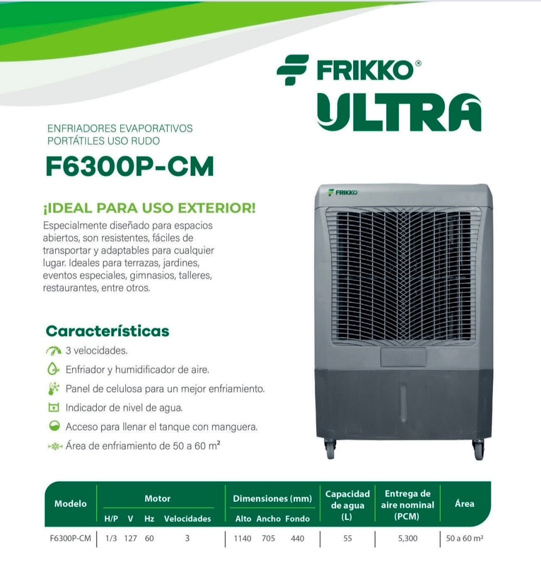 Enfriador Evaporativo Portátil Frikko ULTRA F6300P-CM