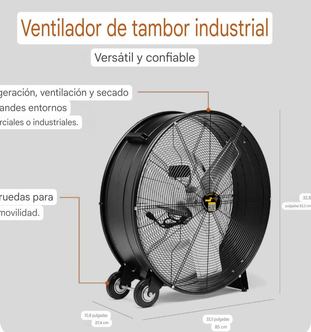 Teckel Air Ventilador Tambor de 30 pulg 320 watts de potencia 9460 PCM