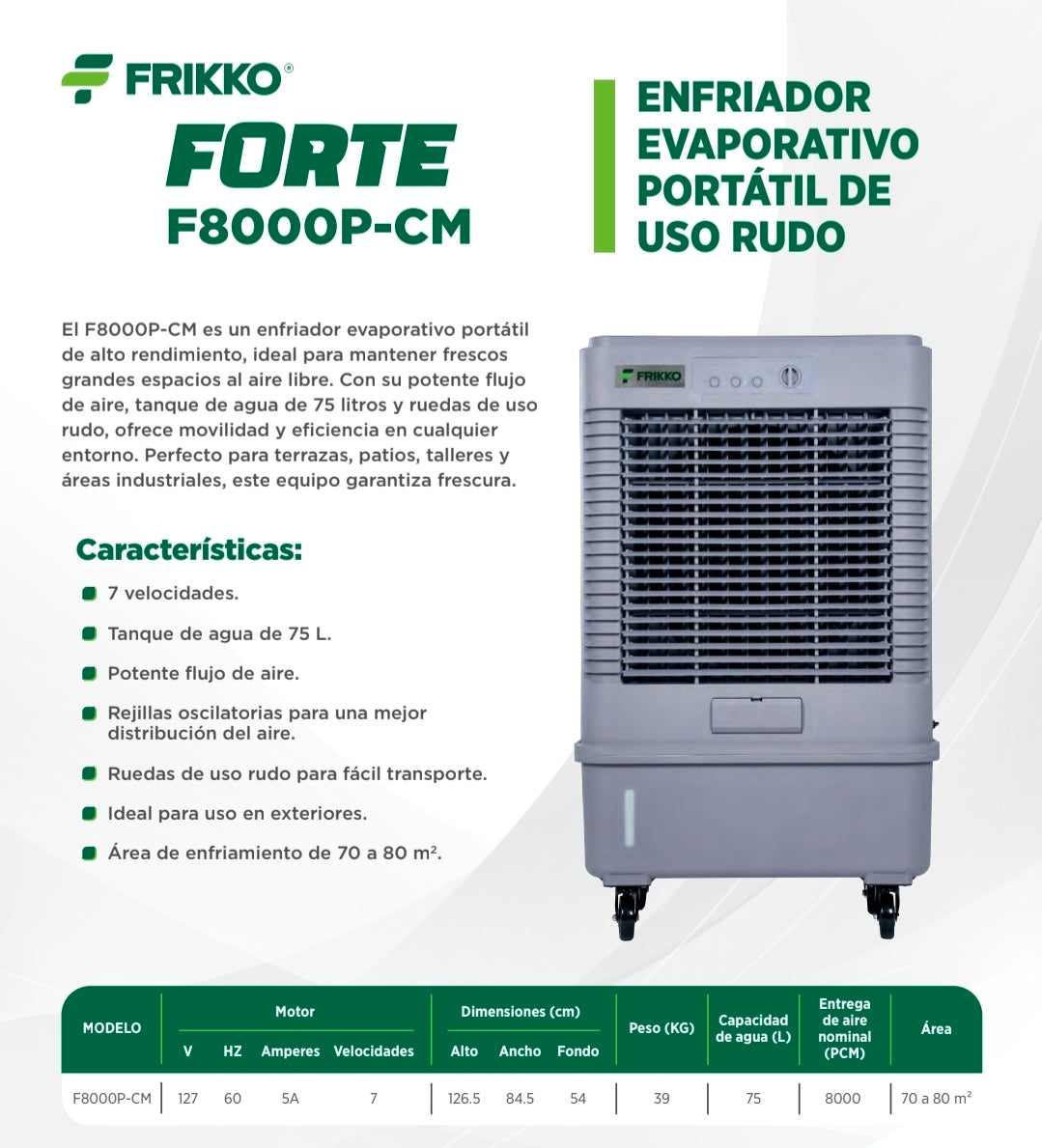 F8000P-CM Enfriador Evaporativo Portátil Frikko ULTRA F8000P-CM